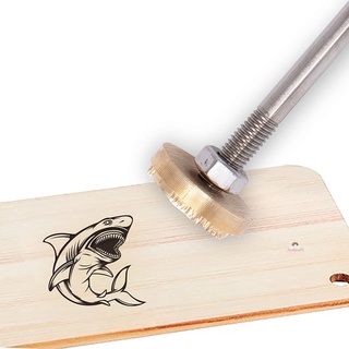 1.18" Branding hierro sello tiburón patrón barbacoa Branding hierro con cabeza reemplazable asas de madera herramientas de parrilla y accesorios