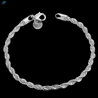Nuevo brazalete de plata Esterlina 925 con cuerda Torcida joyería Para hombres Unisex regalo