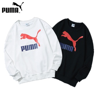 PUMA 100% Original Sweatshirt Men's and Women's Solid Color Printed Logo Crew Neck Sweatshirt