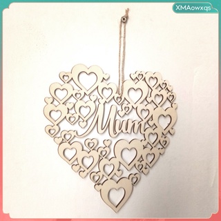 Wooden Sign Mum Letter Hanging Plaque Mothers Day Gift Heart Shape Wood Sign