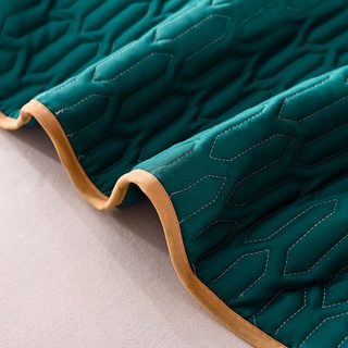 Protector de colchón de Color puro cepillado sábana acolchada sábana bajera suave ajustable Super individual Queen King Size Cadar (7)