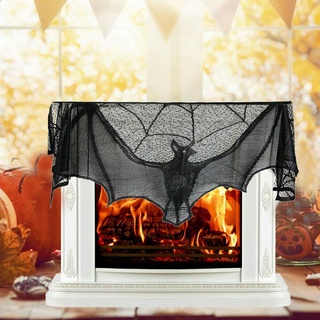 fiesta chimenea mantel decoración de evento web mesa/multicolor decoración suministros halloween bufanda negro encaje mantel araña