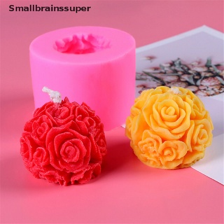 smallbrainssuper diy 3d rosa flores bola de silicona jabón molde de velas moldes para dulces craft sbs