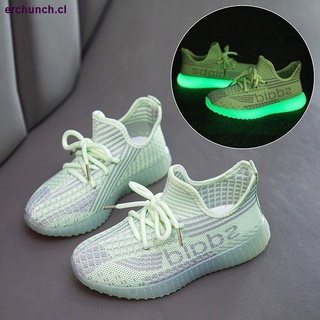 Children s luminous sole sneakers girls shoes 2020 summer new boys breathable mesh shoes flying woven coconut shoes running shoes