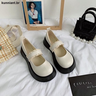 2021 nuevo verano zapatos De cuero para mujer Estilo británico con suela gruesa Mary Jane japonés Jk boquilla redonda