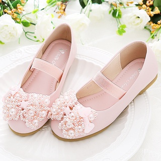 princesa de una sola capa zapatos para las niñas rosa blanco danza rendimiento zapatos de cuero mediano y grande niños barco zapatos gi