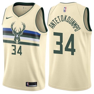 2020 NBA Milwaukee Bucks 34 Giannis Antetokounmpo city cremoso blanco temporada regular camisetas de baloncesto