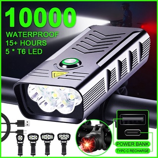 Luz led súper brillante 10000mAh luz USB recargable 3000 Lumens faros de bicicleta linterna de luces delanteras y luces traseras (1)