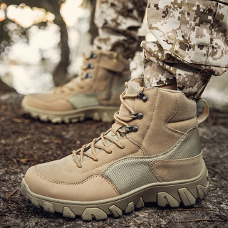 Camuflaje zapatos de entrenamiento botas militares de los hombres especial al aire libre de combate de montaña botas de desierto botas de senderismo al aire libre senderismo alta parte superior de combate Swat botas