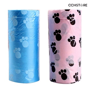 cchstore 1roll/15pcs pet perro residuos poo bolsa de impresión de garras dispensador de limpieza degradable (5)