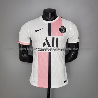 Playera/camisa De fútbol PSG rosa y blanca versión 21/22