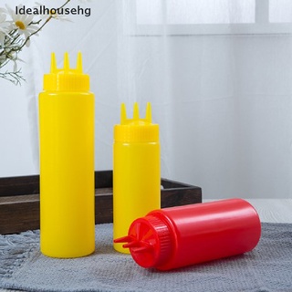 [idealhousehg] 3 agujeros exprimir botella salsa vinagre aceite ketchup salsa salsa dispensador de condimentos venta caliente
