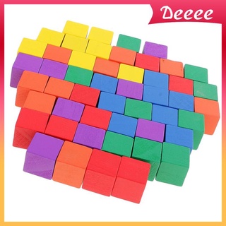 Deeee 50 pzs Cubos De madera Coloridos bloques cuadrados sin Marcas Para pintar y pintar