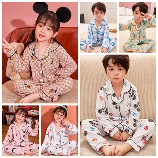 Pijama Niños Baju Tidur Budak Kawaii Manga Larga Ropa De Dormir De Dibujos Animados Impreso Solapa Pijamas Unisex Para Y Niñas