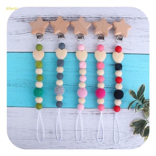 Afterbl Wooden Teether Baby Play Gym Pacifier Clip Chain Silicone Beads Dummy Clip Baby Teether Stroller Toys Pram Clip Bell