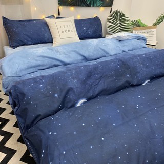 Verano fresco gradual azul sueño universo noche cielo estrella de cuatro piezas conjunto de ropa de cama de los hombres estudiantes rey individual reina siza sábana y juego de cama (1)