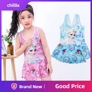 Chilllx niño niña trajes de baño mono honda vestido de dibujos animados princesa traje de baño ropa de playa para 2-9Y (1)