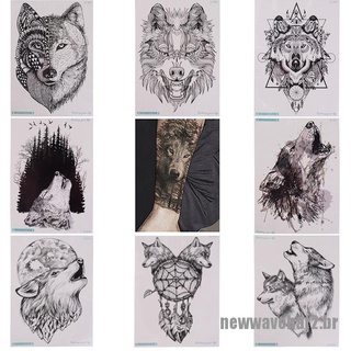 New2 tatuaje temporal De Lobo/tatuajes adhesivos impermeables/mano falso Para Adultos/Arte Corporal (1)