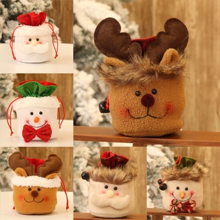 precioso santa claus muñeco de nieve alce bolsa de regalo titulares feliz navidad caramelo bolsas decoración de navidad (1)