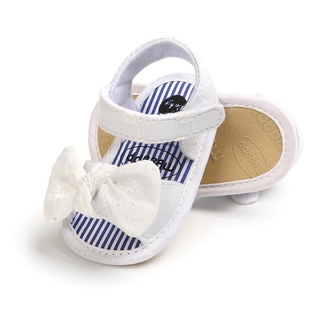 Fl-Baby sandalias de punta abierta para niñas, antideslizantes, suela plana, princesa, con lazo decorativo (9)