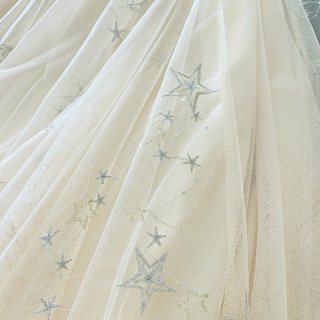 Estrellas bordado Maxi hadas largo tutú falda de las mujeres más el tamaño elástico de cintura alta tul vestido de malla plisado Pettiskirt (5)