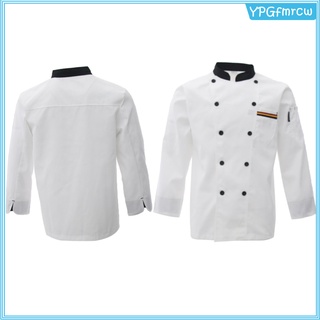 2Pcs White L Apparel Unisex Long Sleeve Restaurant Hotel Chef Uniform (6)