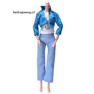 lantuguang: 3 unids/set de moda hecho a mano azul claro pantalón azul pantalón plata chaleco para barbies [cl]