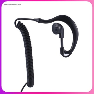 En línea de 3,5 mm de una sola oreja curva auricular de oreja espiral con cable Walkie Talkie auriculares de policía militar