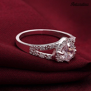 Antártida anillo de plata de ley 925 con forma de corazón de cristal joyería nupcial para mujeres (3)