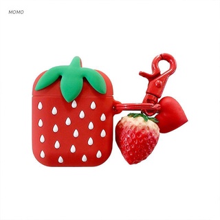 MOMO Fashion Cute Cartoon Strawberry Soft Silicone Protective Cover Shockproof Case Skin for Airpods 1/2 Charging Box