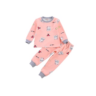 Yj★Hermoso traje de pijama de niña, manga larga cuello redondo pantalones largos con patrones de cartón para otoño y primavera (1)