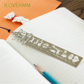 ILOVEHMM Cute Metal Cartoon Straight Ruler Bookmark Creative School Office Supplies Stationery Simple Hollow