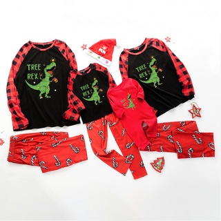 Navidad/navidad padre-hijo traje dinosaurio impresión de dos piezas ropa hogar pijamas bebé conjunto purtgrowths.br