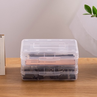 caja de papelería de gran capacidad apilable diseño anti-sucio transparente kid caja de lápices para la escuela (3)