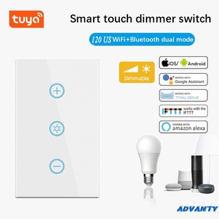 Us brasil Tuya Smart WiFi Wall Touch - interruptor de atenuación infinita, inalámbrico, ee.uu., trabajo estándar con Google Home y Alexa advanty