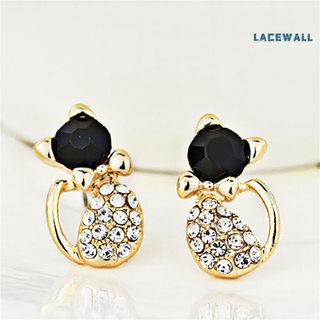 lacewall 1 par de aretes de diamantes de imitación en forma de gatos lindos para mujer joyería para fiestas club (9)