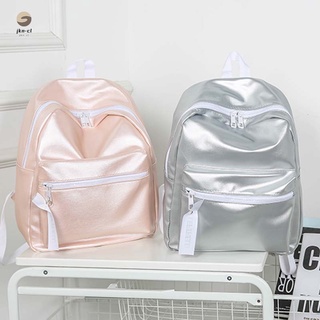 Las mujeres de la moda bolso de hombro de cuero de la PU de Color sólido doble cremallera mochila de viaje señoras Casual mochila niñas bolsas de la escuela