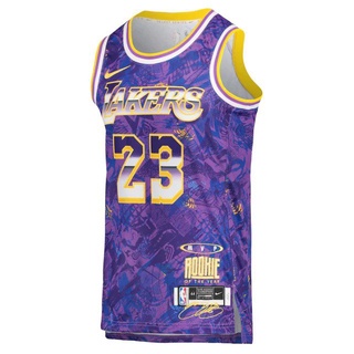 NBA Lakers 23 Lebron James MVP Rookie Of The Year Basketball Jersey