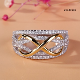 anillo de compromiso en forma de 8 diamantes de imitación brillantes para mujeres, boda, compromiso, joyería, regalo