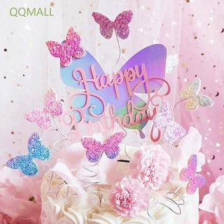 QQMALL Colorido Decoración De Tartas Mariposa Banderas Boda Cupcake Láser Fiesta Suministros Postre Feliz Cumpleaños