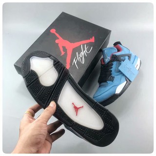 High Quality Nike Nike Air Jordan 4 X Travis Scott AJ4 Blue Suede “Houston Oilers” 308497-406 Air Jordan Sneaker Shoes
