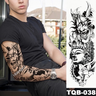 nuevo tatuaje temporal de 1 pieza tatuaje buda y diablo estilo tatuaje con brazo cuerpo arte gran manga grande tatuaje falso