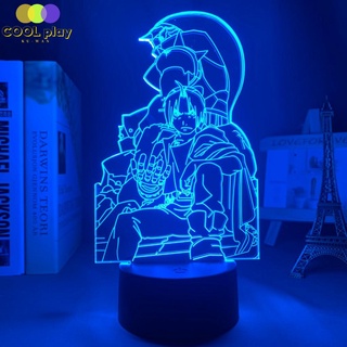 Lámpara de noche led Anime Fullmetal Alchemist para decoración de dormitorio luz de noche cumpleaños Fullmetal Alchemist luz 3d Edward Elric