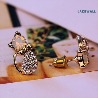 lacewall 1 par de aretes de diamantes de imitación en forma de gatos lindos para mujer joyería para fiestas club (8)