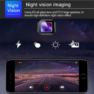 Rápido 1080P HD Smart Wifi coche DVR 360 grados inalámbrico grabadora de conducción de visión nocturna coche Dash (7)