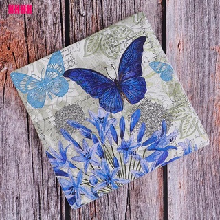 [wyl] 20 servilletas de papel decoupage tejido púrpura flores mariposa boda cumpleaños
