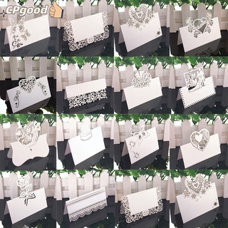 cladpositionan 50pcs nueva tarjeta de felicitación romántica blanco encaje nombre tabla números tarjetas fiesta favores moda bebé ducha suministros de boda hueco láser