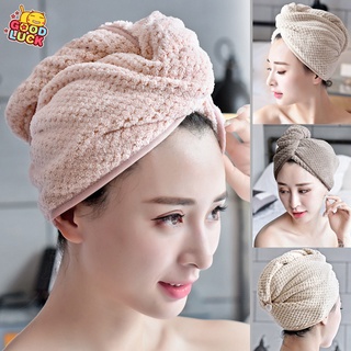 toalla de pelo de microfibra de fibra para secar el cabello toallas de secado rápido sombrero gorra torcer cabeza toalla con botón