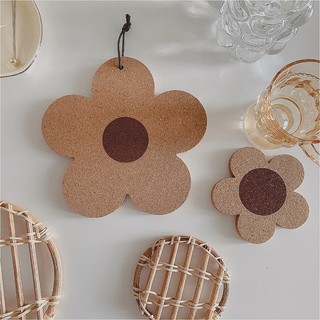 ins Nordic Flower Potholder Cork Tapete Anti-escaldante Tapete decorativo Coaster Tapete de mesa Tapete individual