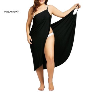 Vwg_plus tamaño verano playa Sexy mujeres Color sólido envoltura vestido Bikini cubrir Sarongs (8)